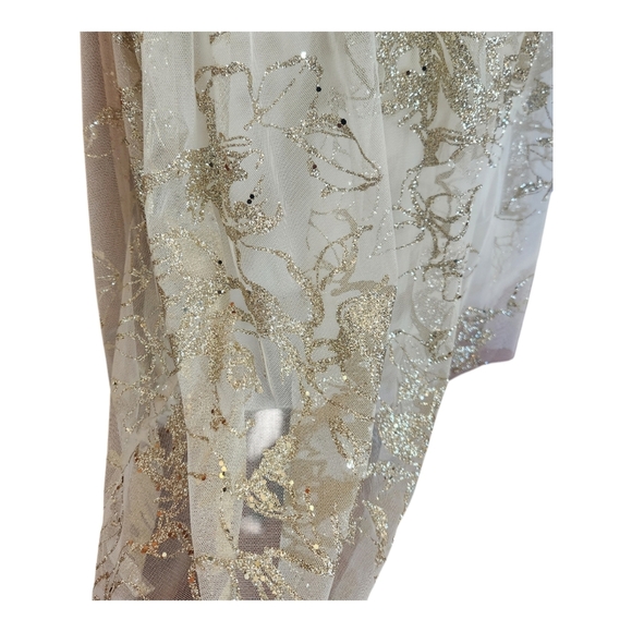 Hailey For Adrianna Papell Cream and Gold Strapless Formal Dress Size 4 - Picture 5 of 7